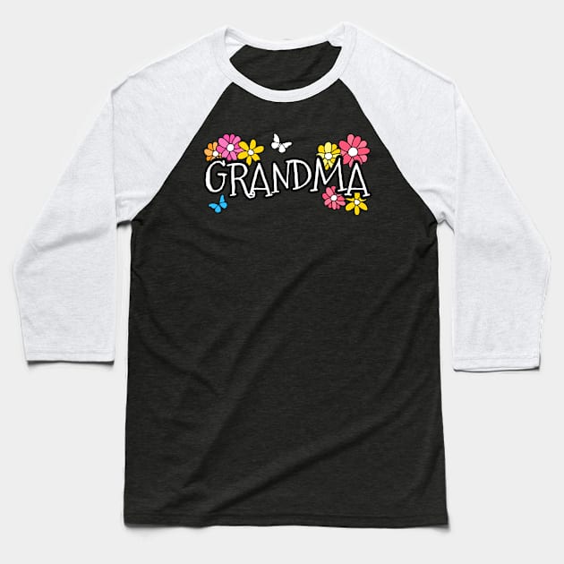 Mothers Day 2022 Grandma Flowers Butterflies Mothering Sunday Baseball T-Shirt by doodlerob